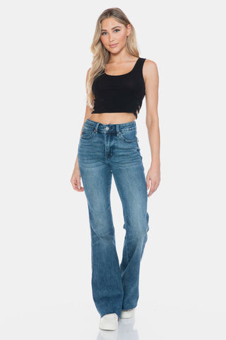 Judy Blue Full Size Tummy Control Cut Hem Flare Jeans - A Roese Boutique