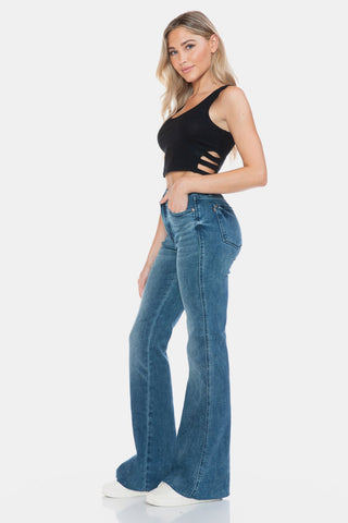 Judy Blue Full Size Tummy Control Cut Hem Flare Jeans - A Roese Boutique