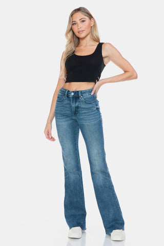 Judy Blue Full Size Tummy Control Cut Hem Flare Jeans - A Roese Boutique