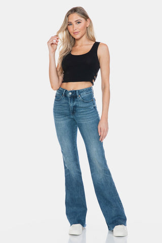 Judy Blue Full Size Tummy Control Cut Hem Flare Jeans - A Roese Boutique