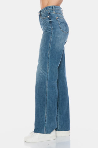 Judy Blue Full Size Tummy Control Cut Raw Hem Straight Jeans - A Roese Boutique