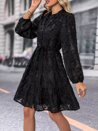 Lace Button Down Long Sleeve Mini Dress - A Roese Boutique