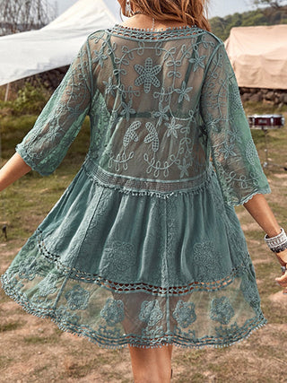 Lace Detail Plunge Cover-Up Dress - A Roese Boutique