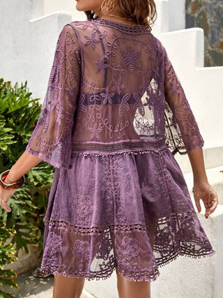 Lace Detail Plunge Cover-Up Dress - A Roese Boutique