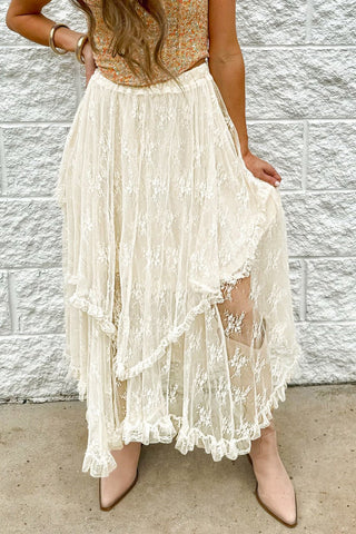 Lace Tiered Midi Skirt - A Roese Boutique