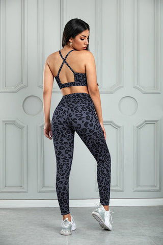 Leopard Cutout Sports Bra and Leggings Set - A Roese Boutique