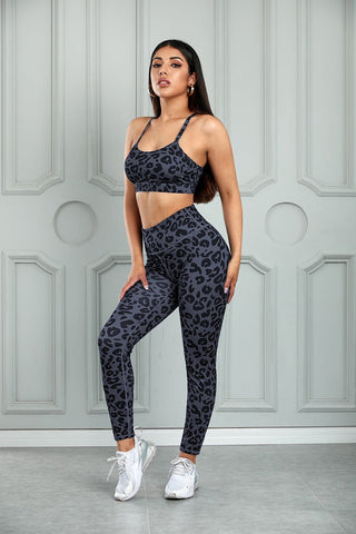 Leopard Cutout Sports Bra and Leggings Set - A Roese Boutique