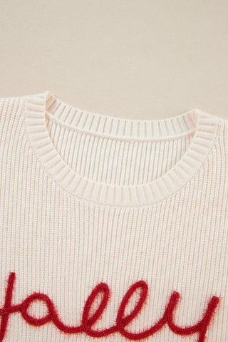 Letter Round Neck Long Sleeve Sweater - A Roese Boutique