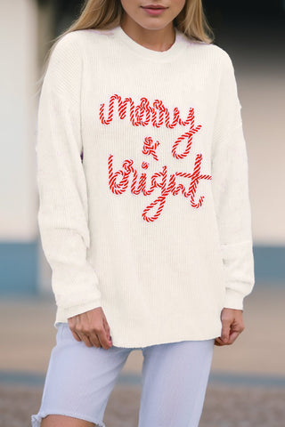 MERRY & BRIGHT Round Neck Sweater - A Roese Boutique