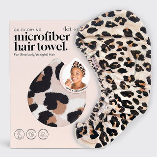 Microfiber Hair Towel in Leopard - A Roese Boutique