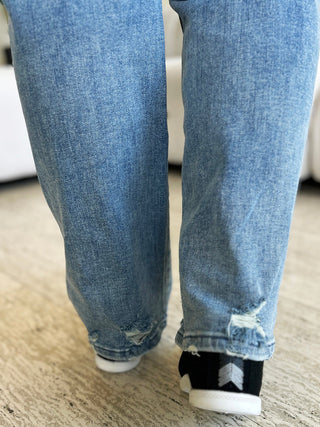 Mid Rise Distressed Straight Jeans by Judy Blue - A Roese Boutique