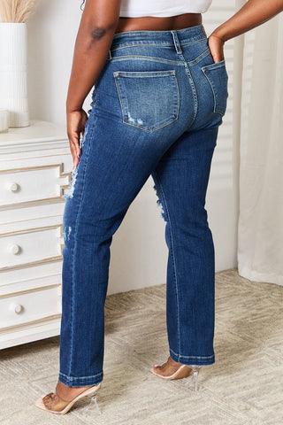 Mid Rise Hand Sand & Destroy Bootcut Jeans by Judy Blue - A Roese Boutique