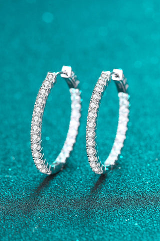 Moissanite Rhodium - Plated Hoop Earrings - A Roese Boutique