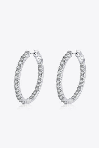 Moissanite Rhodium - Plated Hoop Earrings - A Roese Boutique