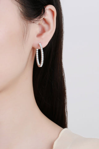 Moissanite Rhodium - Plated Hoop Earrings - A Roese Boutique