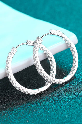 Moissanite Rhodium - Plated Hoop Earrings - A Roese Boutique