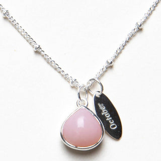 October Pink Opal Birthstone Necklace by Tiny Rituals - A Roese Boutique