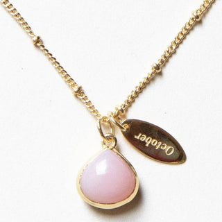 October Pink Opal Birthstone Necklace by Tiny Rituals - A Roese Boutique