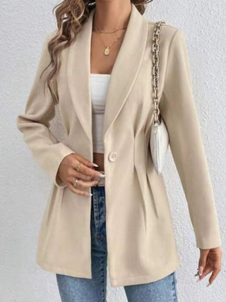 One Button Long Sleeve Blazer - A Roese Boutique