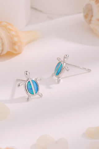 Opal Turtle 925 Sterling Silver Stud Earrings - A Roese Boutique