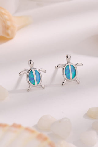 Opal Turtle 925 Sterling Silver Stud Earrings - A Roese Boutique