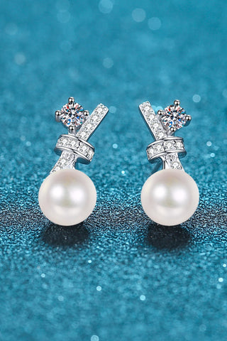 Pearl Moissanite Stud Earrings - A Roese Boutique