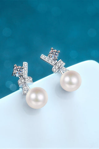 Pearl Moissanite Stud Earrings - A Roese Boutique