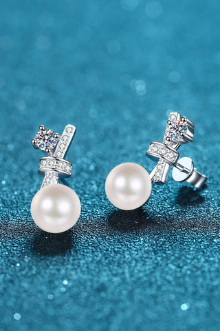 Pearl Moissanite Stud Earrings - A Roese Boutique