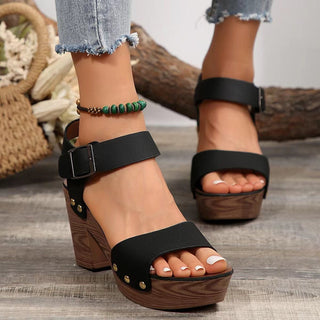 Peep Toe Block Heel Sandals - A Roese Boutique