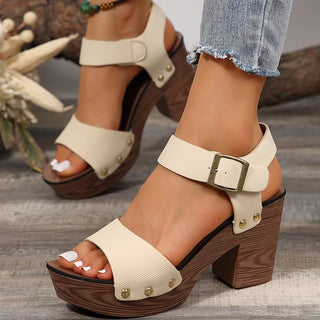 Peep Toe Block Heel Sandals - A Roese Boutique