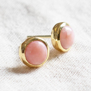 Pink Opal Silver or Gold Stud Earrings by Tiny Rituals - A Roese Boutique