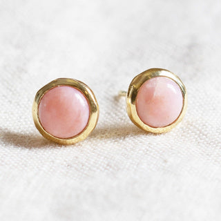 Pink Opal Silver or Gold Stud Earrings by Tiny Rituals - A Roese Boutique