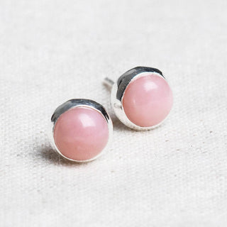 Pink Opal Silver or Gold Stud Earrings by Tiny Rituals - A Roese Boutique