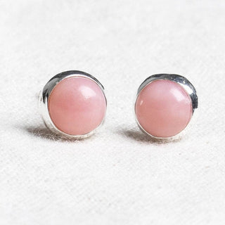 Pink Opal Silver or Gold Stud Earrings by Tiny Rituals - A Roese Boutique