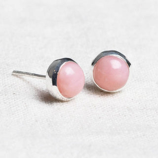 Pink Opal Silver or Gold Stud Earrings by Tiny Rituals - A Roese Boutique