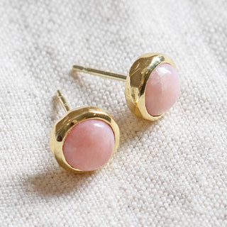 Pink Opal Silver or Gold Stud Earrings by Tiny Rituals - A Roese Boutique