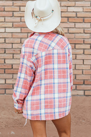 Plaid Button Up Long Sleeve Shacket - A Roese Boutique