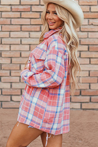 Plaid Button Up Long Sleeve Shacket - A Roese Boutique