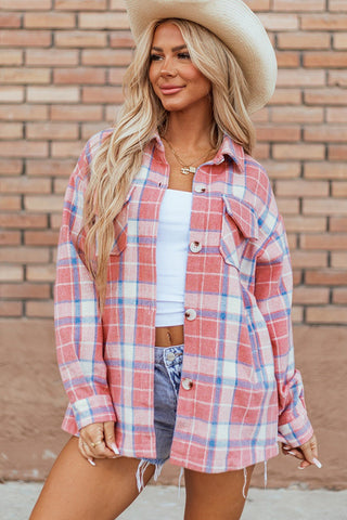 Plaid Button Up Long Sleeve Shacket - A Roese Boutique