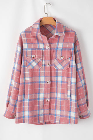 Plaid Button Up Long Sleeve Shacket - A Roese Boutique