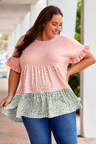 Plus Size Leopard Tiered Blouse - A Roese Boutique