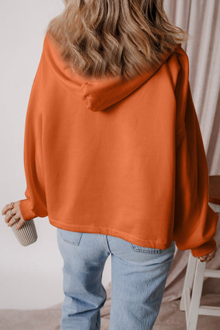 Pocketed Half Zip Dropped Shoulder Hoodie - A Roese Boutique