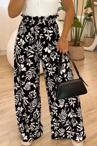 Printed High Waist Wide Leg Pants - A Roese Boutique