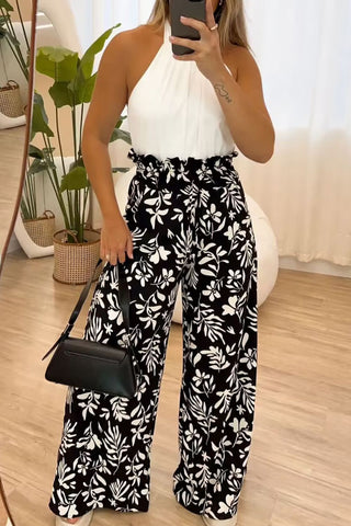 Printed High Waist Wide Leg Pants - A Roese Boutique