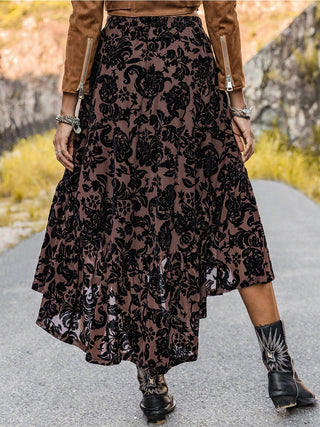 Printed Ruffled Midi Skirt - A Roese Boutique