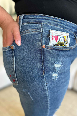 Queen Of Hearts Coin Pocket BF Jeans by Judy Blue - A Roese Boutique