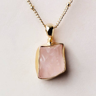 Rose Quartz Raw Crystal Necklace by Tiny Rituals - A Roese Boutique