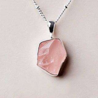 Rose Quartz Raw Crystal Necklace by Tiny Rituals - A Roese Boutique