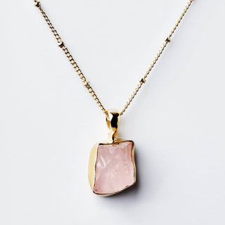 Rose Quartz Raw Crystal Necklace by Tiny Rituals - A Roese Boutique