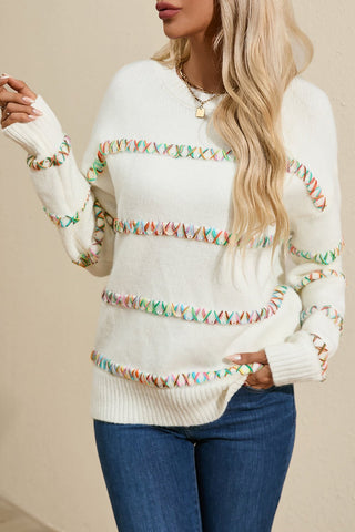 Round Neck Long Sleeve Sweater - A Roese Boutique